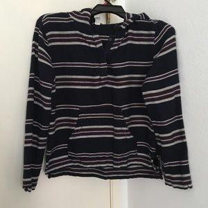 Navy striped hooded pullover jacket